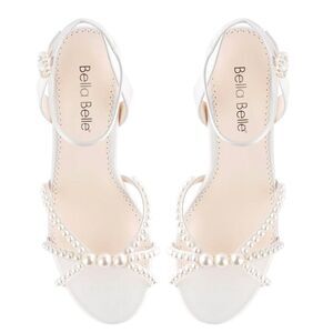 Bella Belle NEW IN BOX Lilia Ivory Silk Pearl Strappy Sandals Wedding Bride